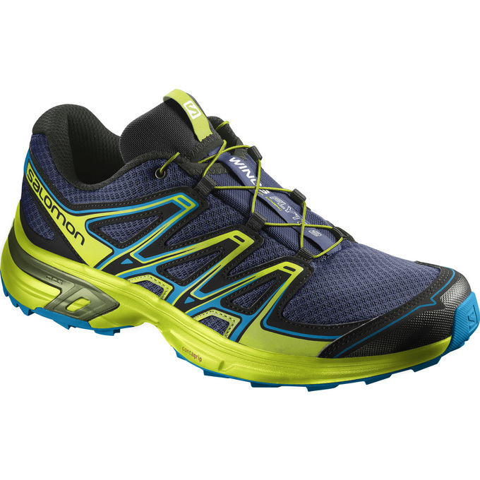 Salomon WINGS FLYTE 2 Zapatillas Trail Running Hombre - Azul Marino / Amarillo - Colombia (16230-ZTQ